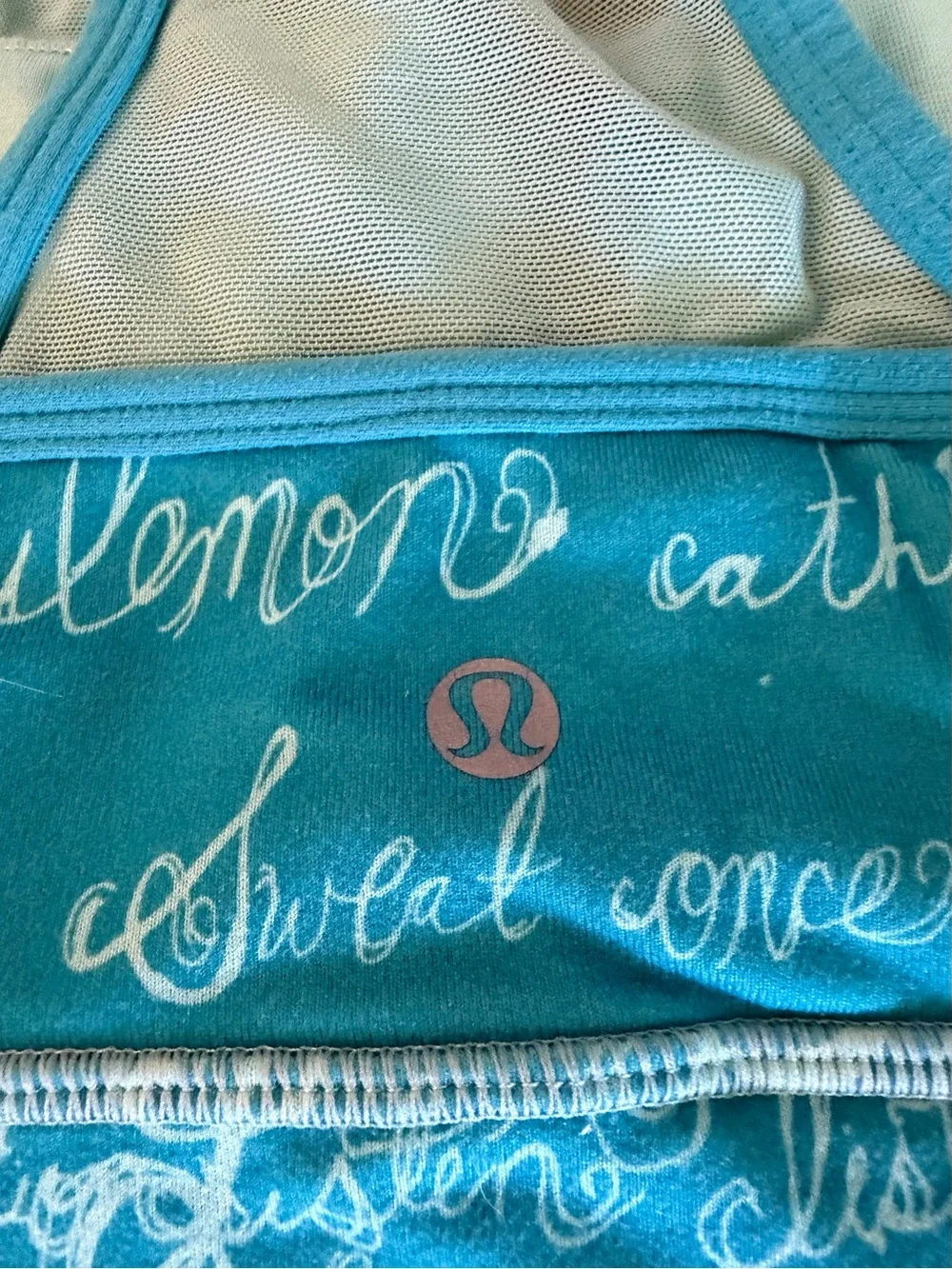 lululemon athletica Turquoise Script Sports Top